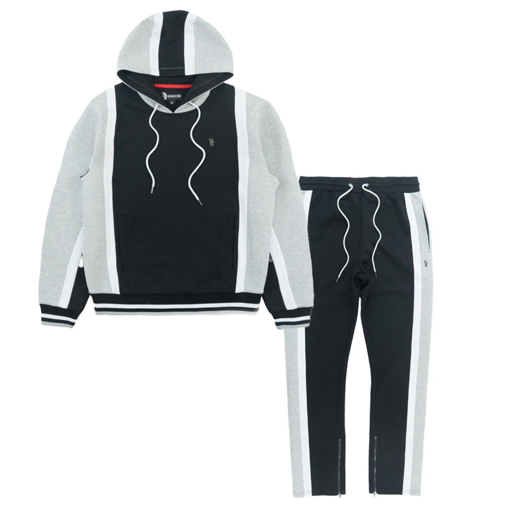 Black Makobi Big Men Beanchi Jacquard Set