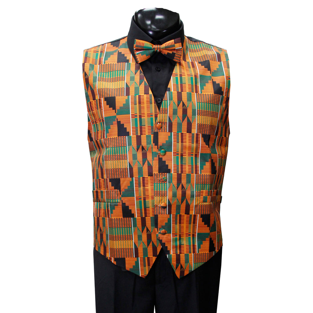 #2 African Design-Kente Vest Set with Bow Tie