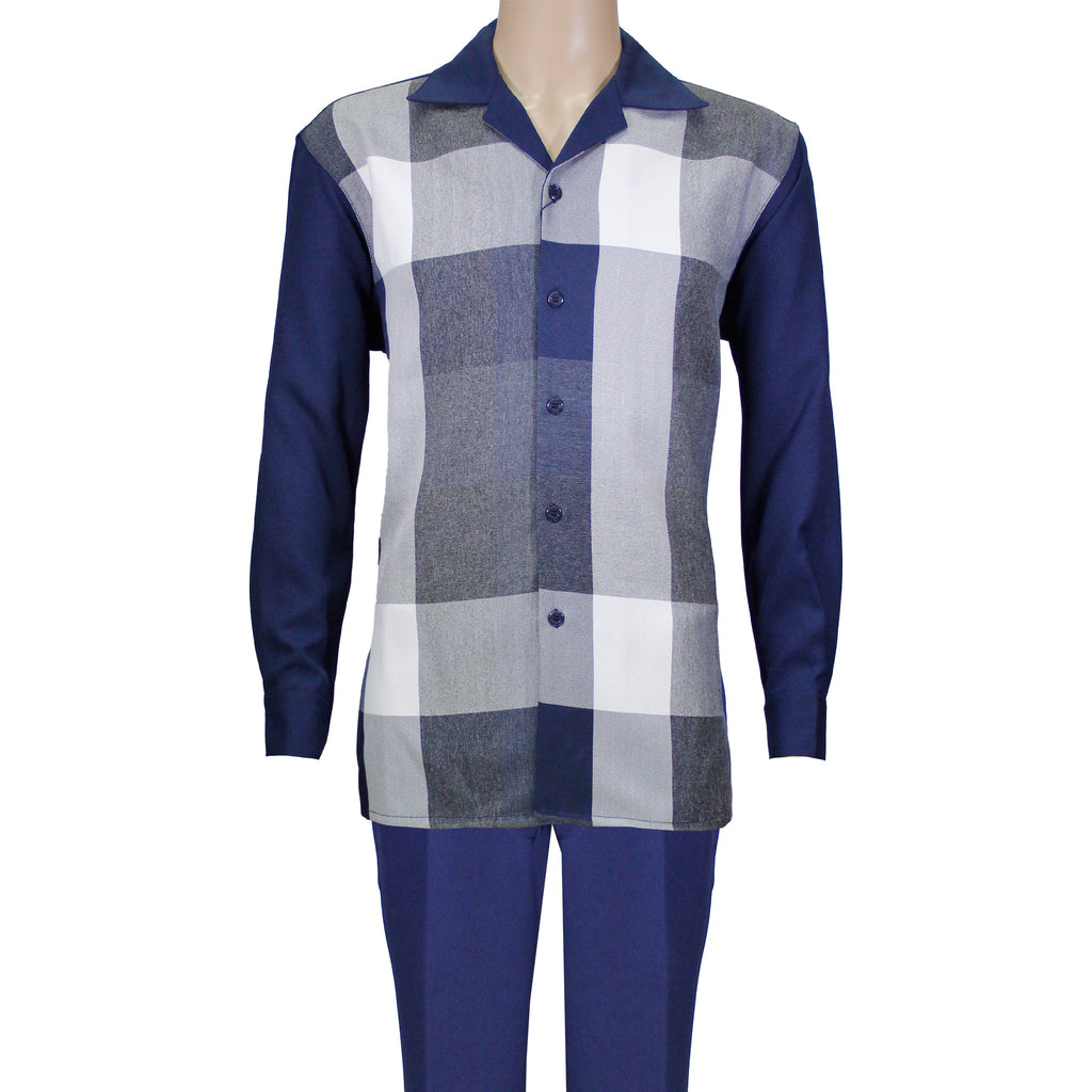 Navy RD Long Sleeve Set with Solid Pants