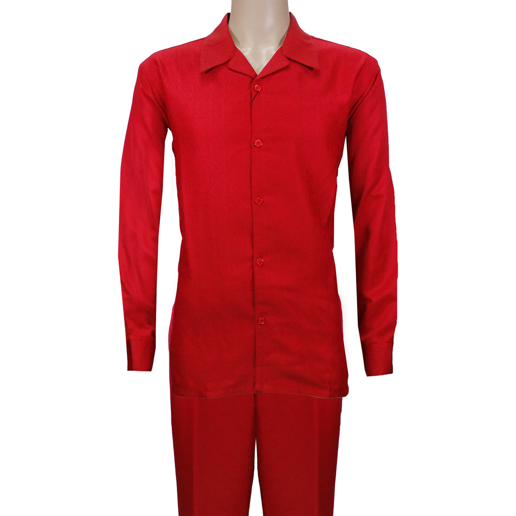 Red Montique Long Sleeve Set with Solid Pants