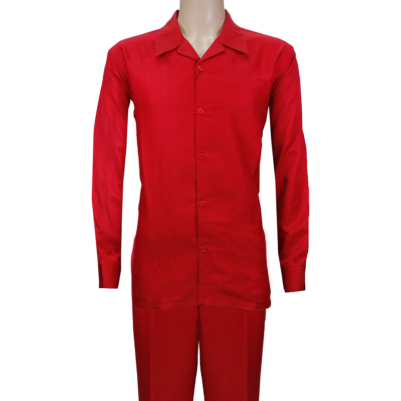 Red Montique Long Sleeve Set with Solid Pants