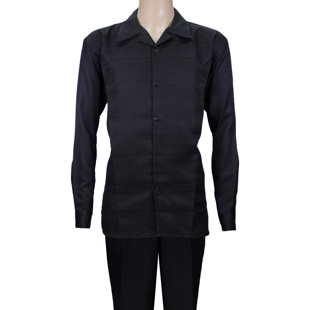 Black Montique Long Sleeve Set with Solid Pants