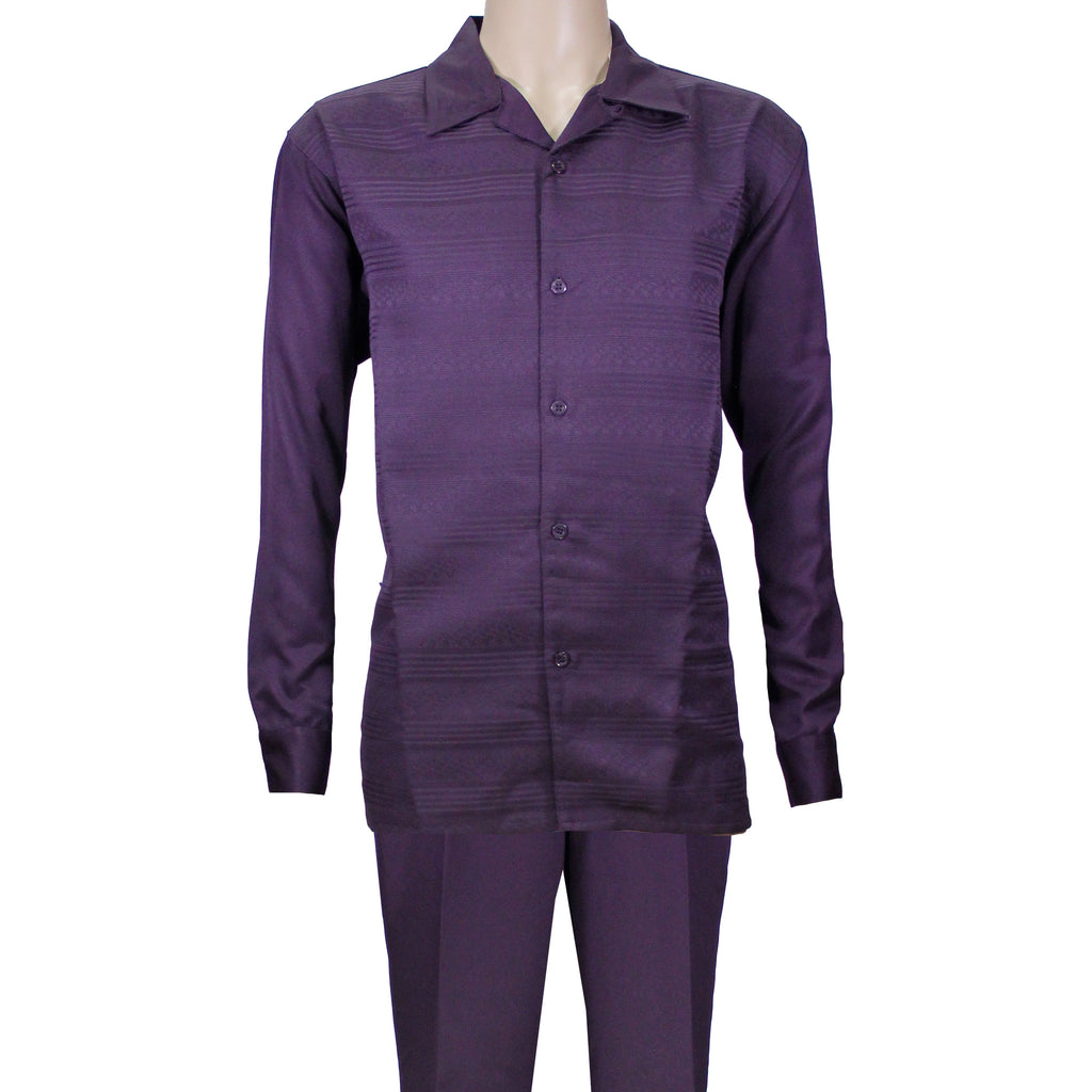 Grape Montique Long Sleeve Set with Solid Pants