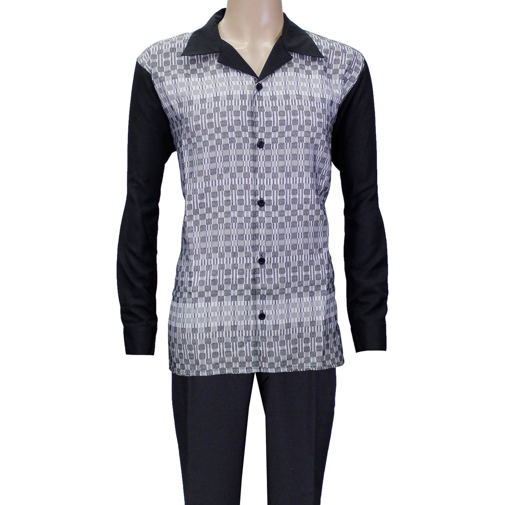 Black Montique Long Sleeve Set with Solid Pants