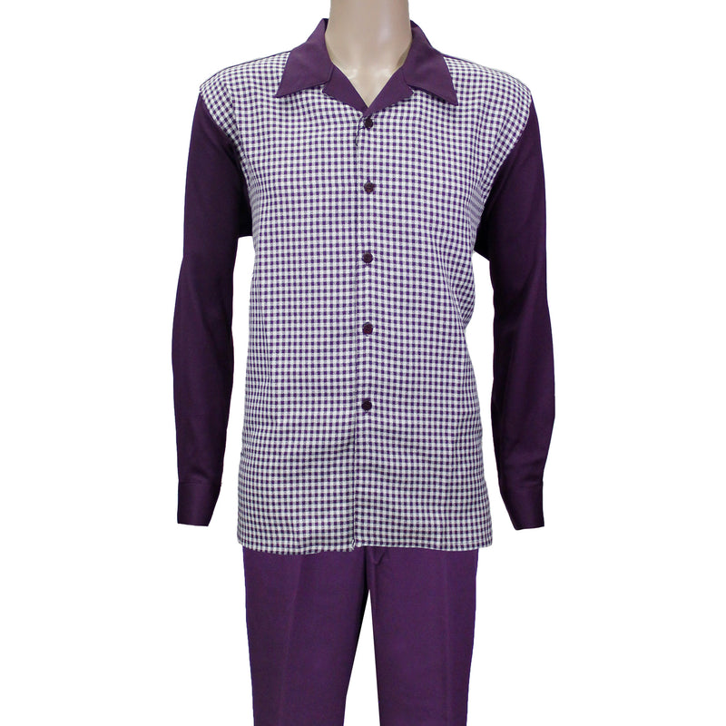 Plum Montique Long Sleeve Window Payne Set with Solid Pants