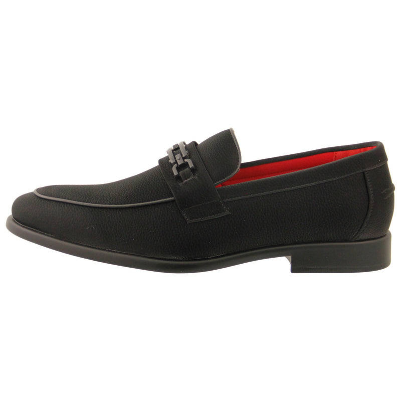 Black Satin Casual Slip on w/ Buckle