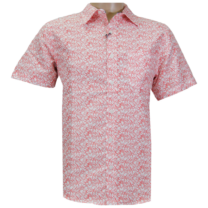 Red Spatial Trim Button Down