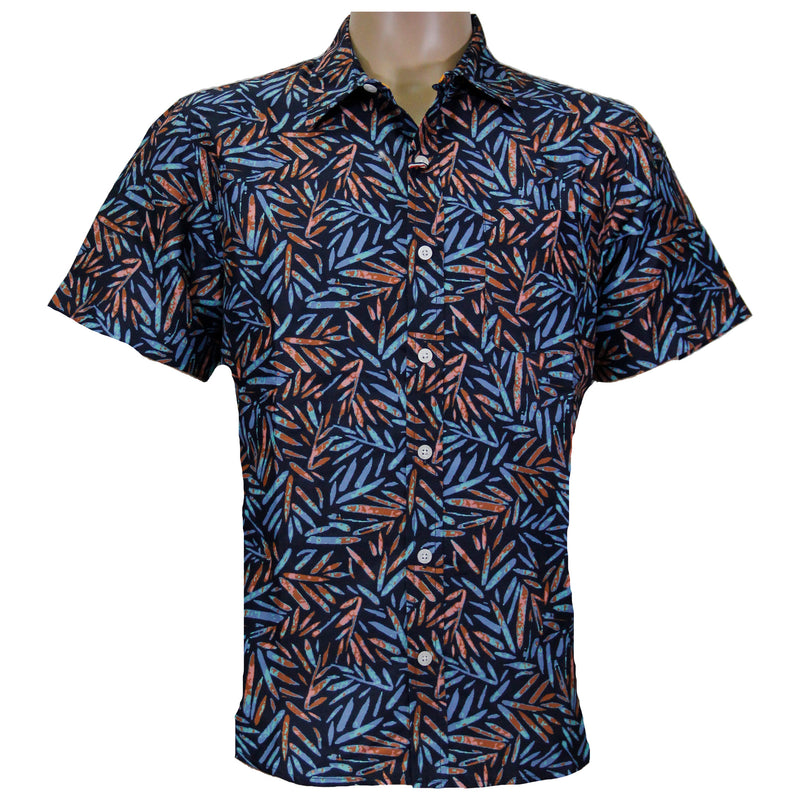 Blue/Red Floral Trim Button Down