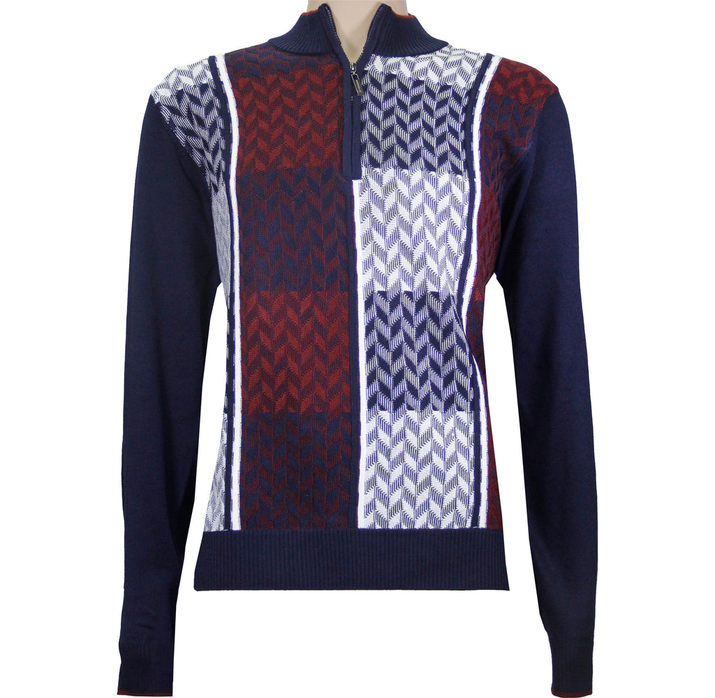 Navy Knit Sweater w/ Zipper