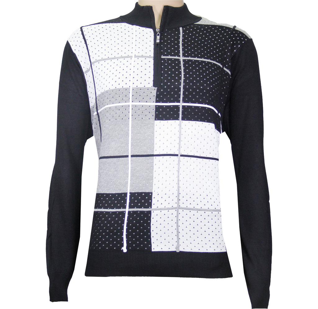 Black/Silver Knit Sweater w/ Zipper