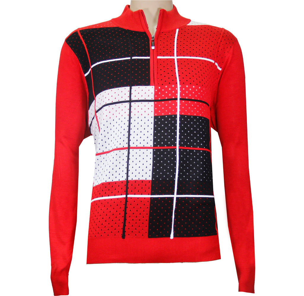 Red Knit Sweater w/ Zipper