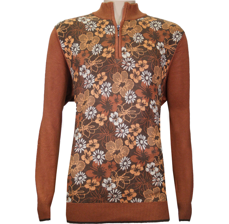 Rust Knit Sweater w/ Zipper