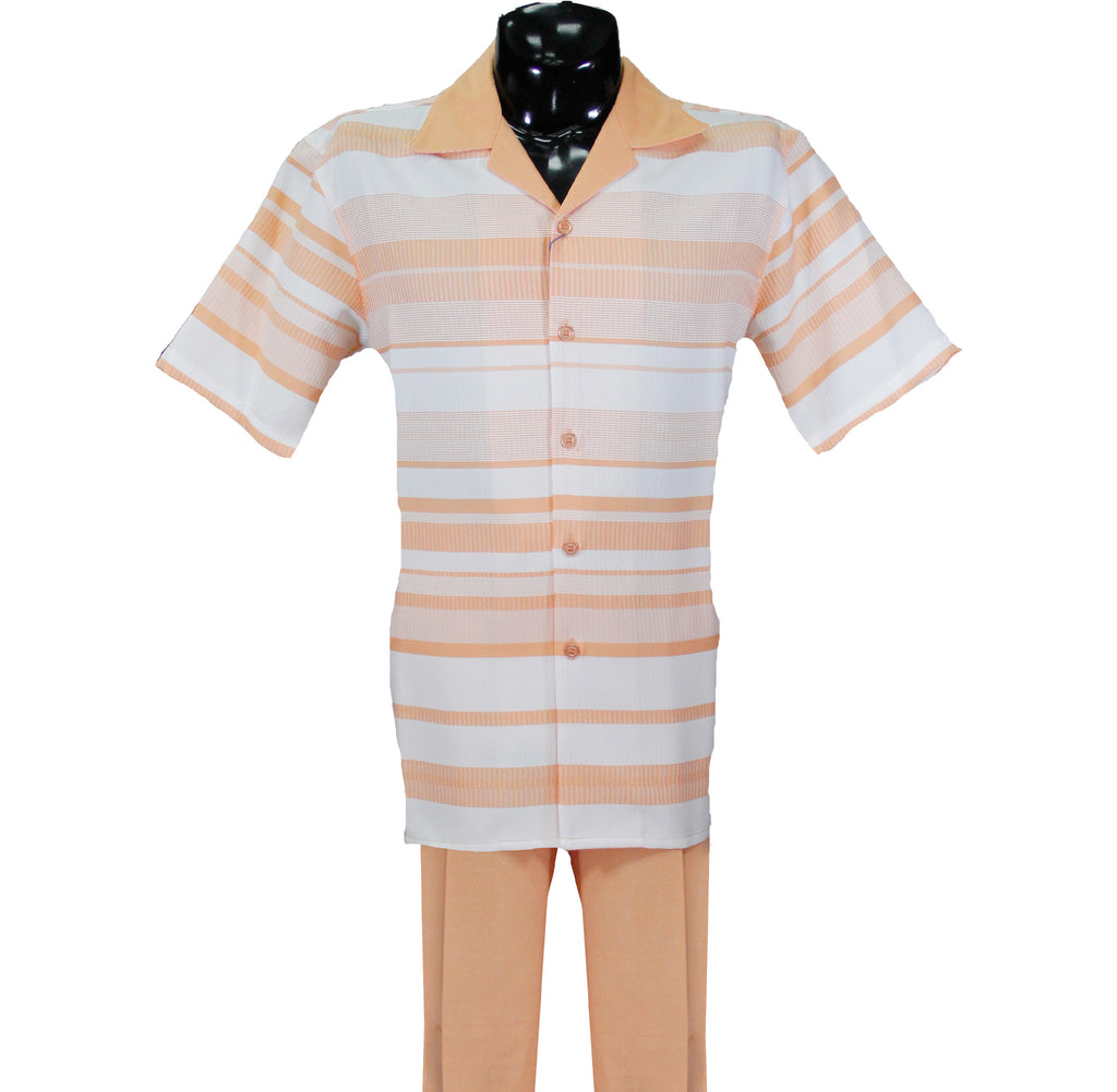 Orange Stripe Short Sleeve 2PC Set