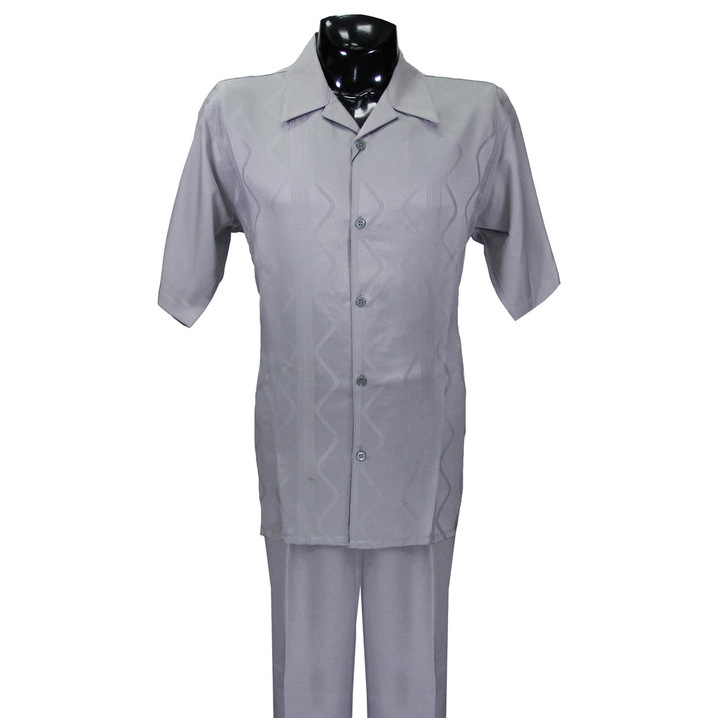 Grey Solid Short Sleeve Pants Set