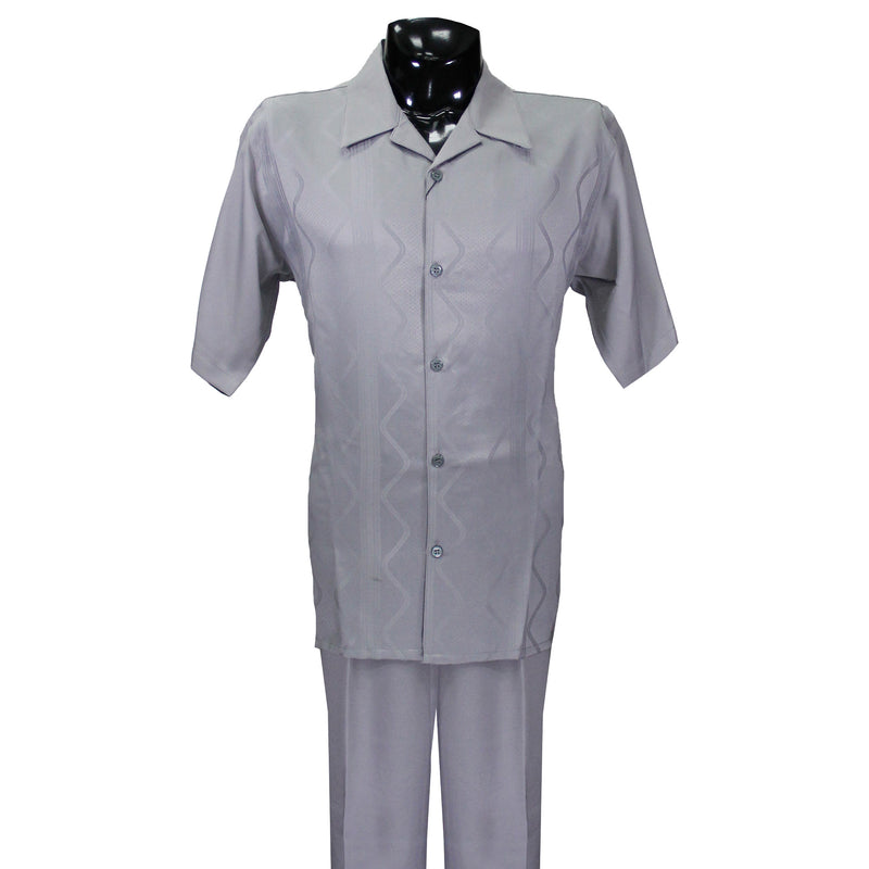 Grey Solid Short Sleeve Pants Set