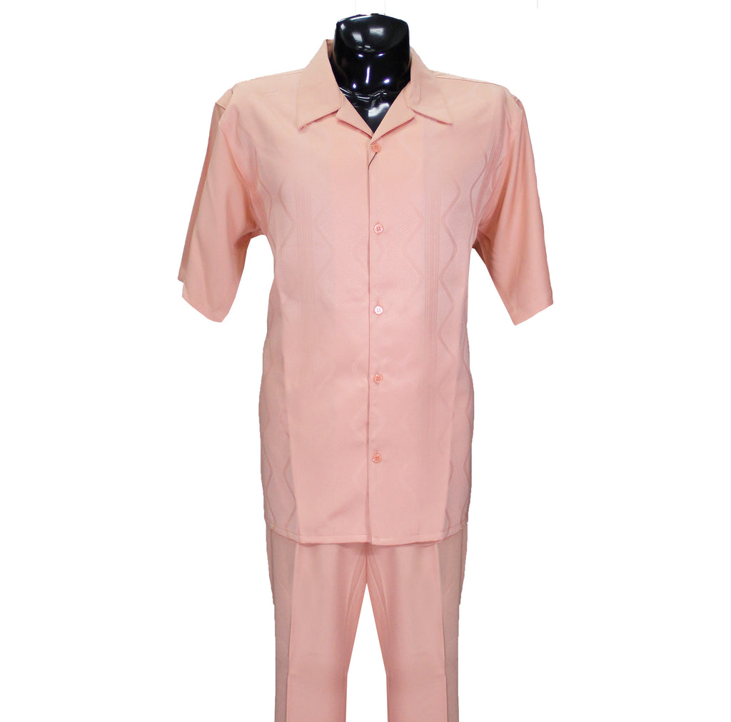 Peach Short Sleeve Set with Solid Pants