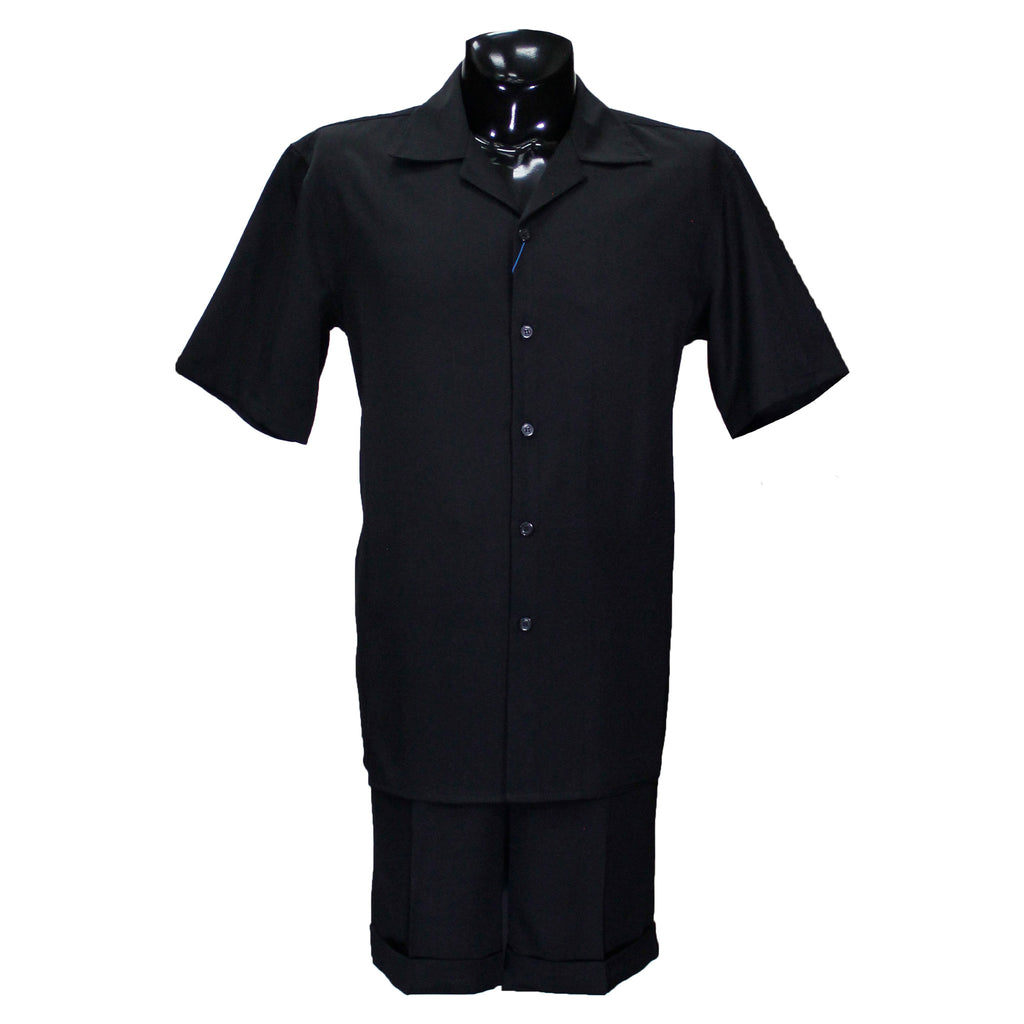 Solid Black Matching Short Set