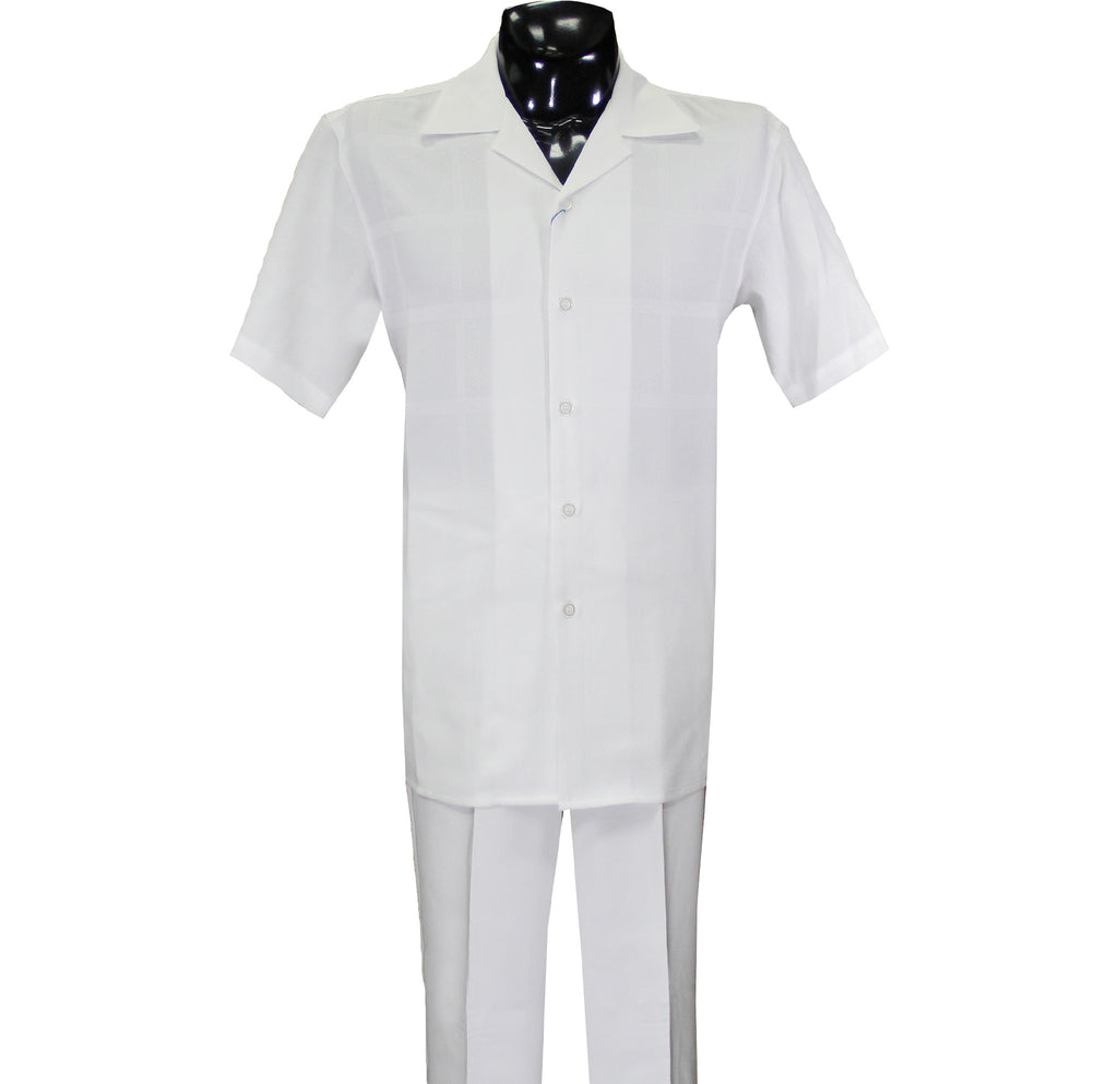 White Short Sleeve Set with Solid Pants