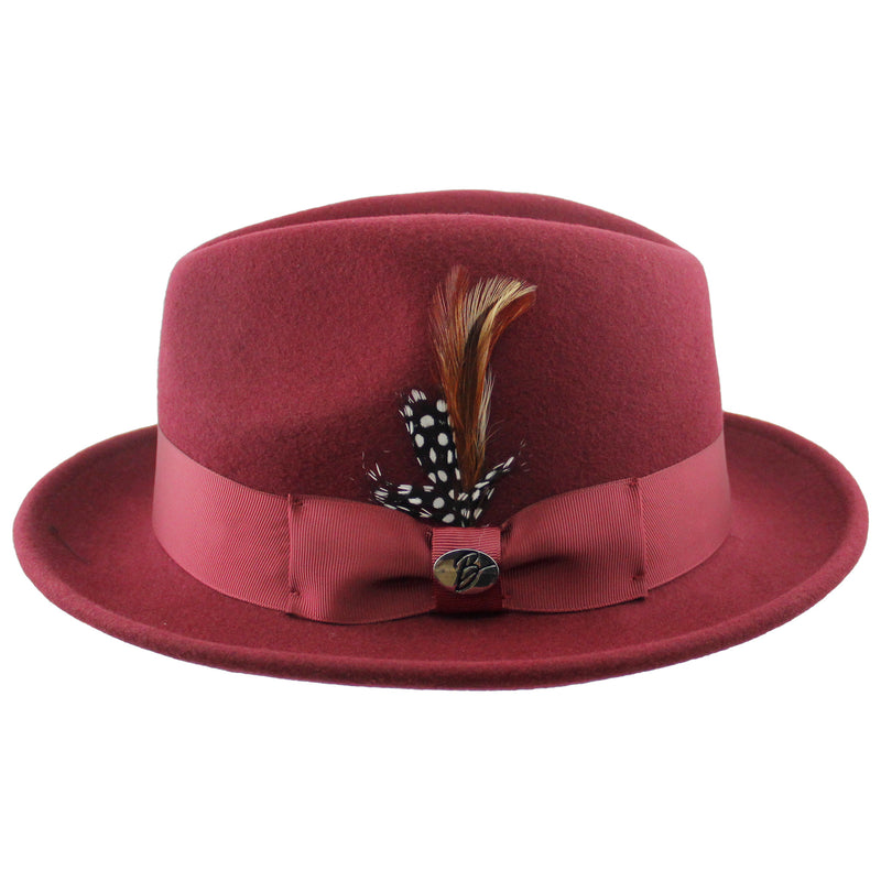 Burgundy Theo Wool Felt Fedora