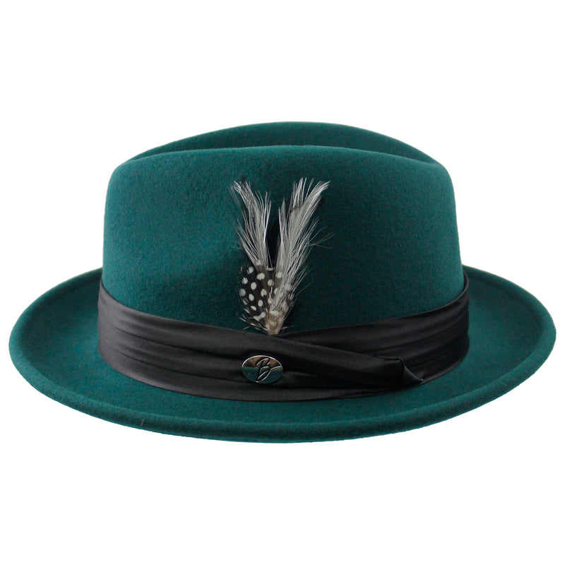 Emerald/Black Rocky Wool Felt Fedora