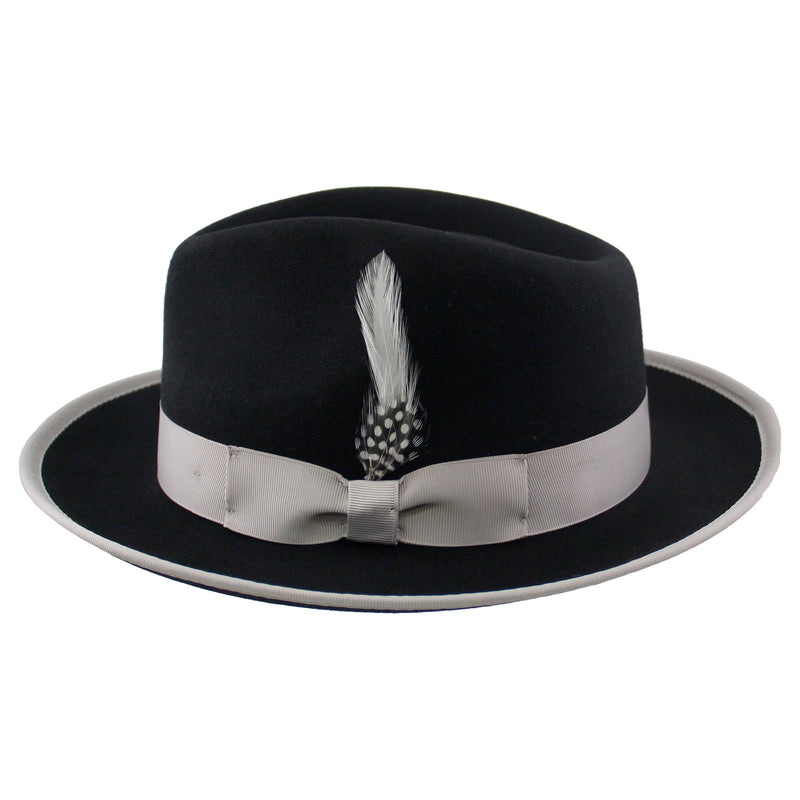 Black/Silver Brooks Wool Felt Fedora