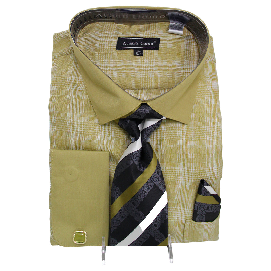 Olive Dress Shirt and Tie Combo