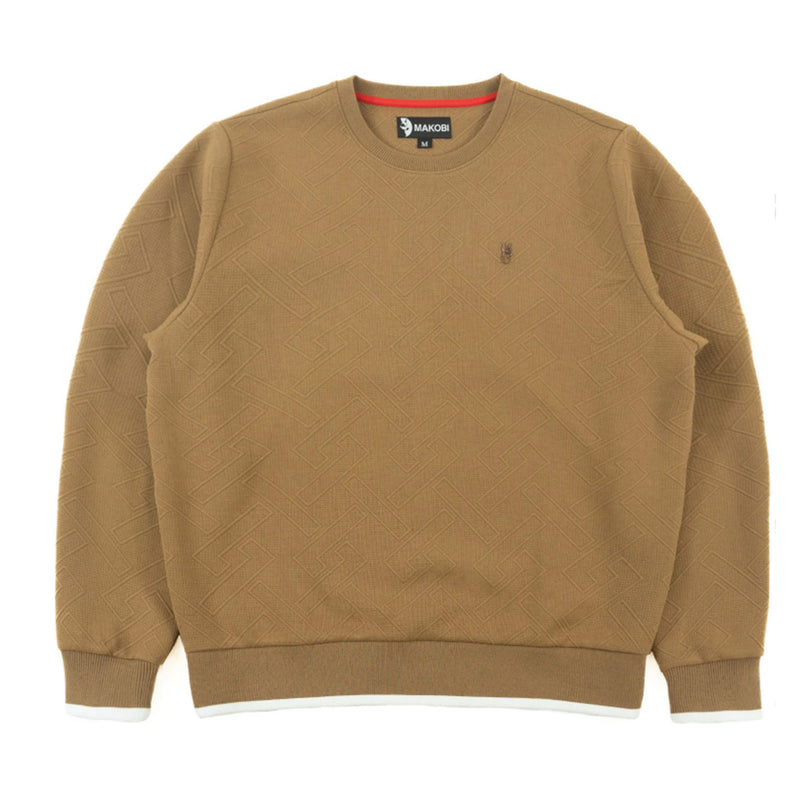 Mocha Makobi Big Men Beanchi Jacquard Crewneck