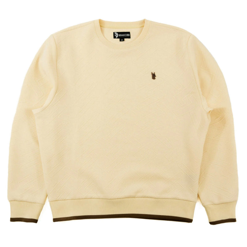 Natural Makobi Big Men Beanchi Jacquard Crewneck