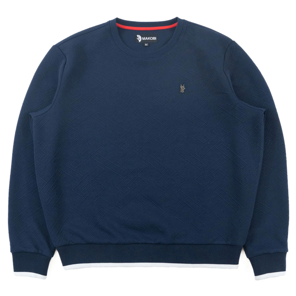 Navy Makobi Big Men Beanchi Jacquard Crewneck