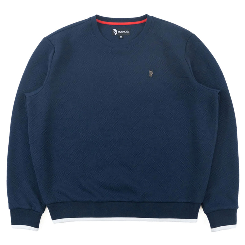 Navy Makobi Big Men Beanchi Jacquard Crewneck