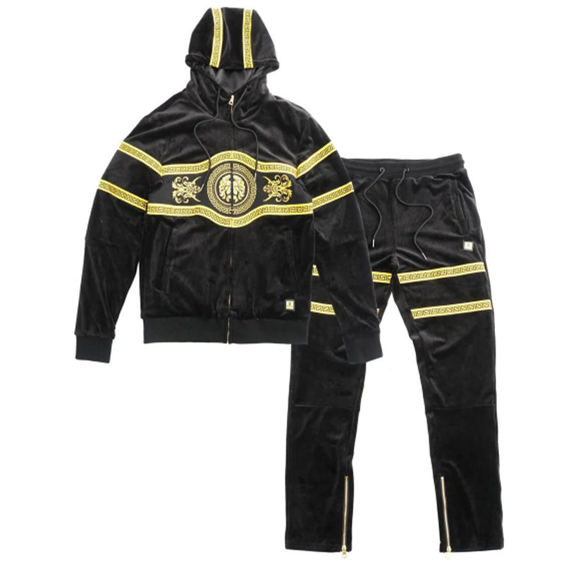 Black Makobi Big Men Greek Velour Set