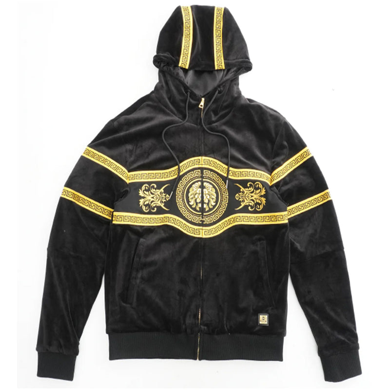 Black Makobi Big Men Greek Velour Set
