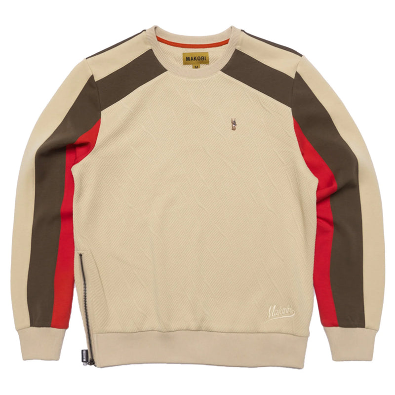 Khaki Makobi Big Men Daniali Jacquard Crewneck