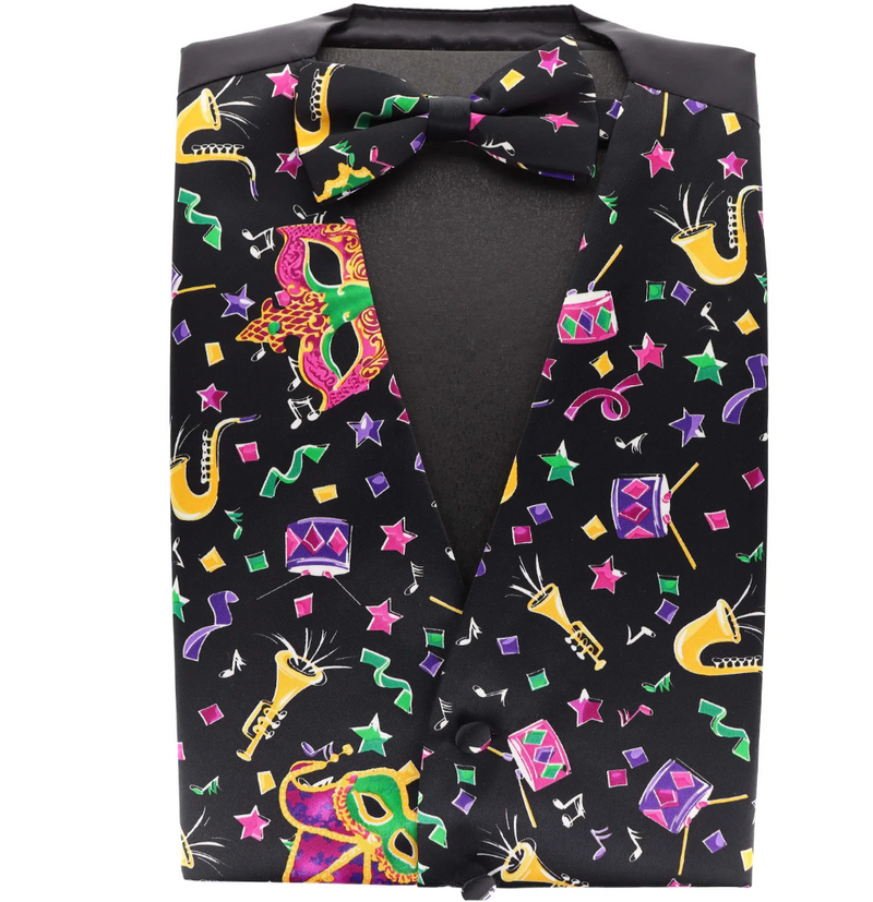 Mardi Gras Vest with matching Bow Tie #3 (Jazz)
