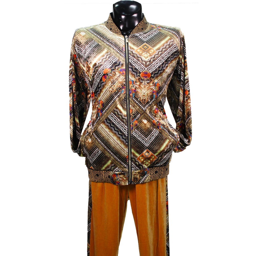 Gold Print Velour Jogging Suit