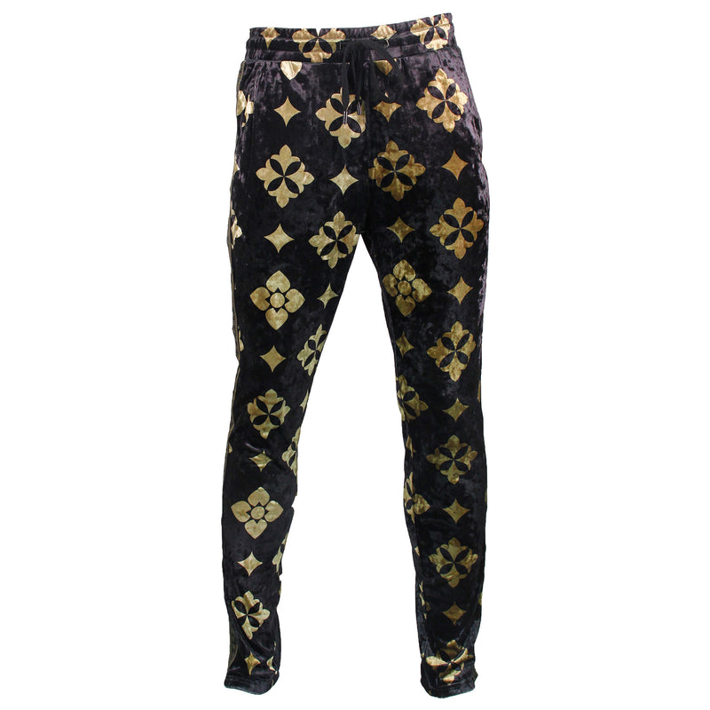 Black/Gold Velour Jogging Suit Step 'N Style Fashion