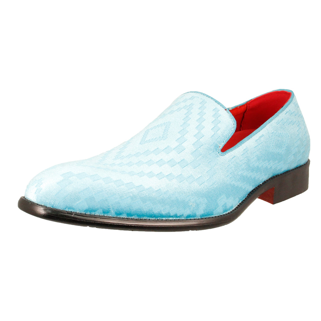 Turquoise Velour Square Print Slip On