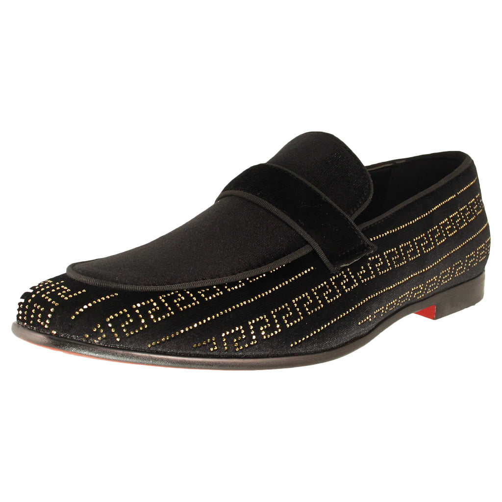 Black/Gold Slip On with Rhinestones