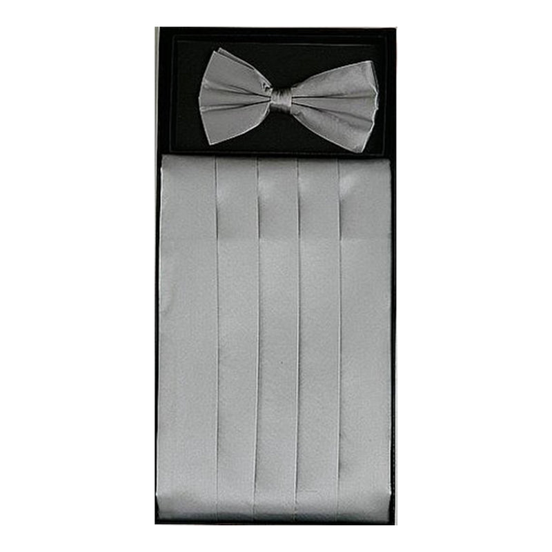 Silver Cummerbund w Bow Tie