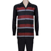 Black/Red Stripe RD Long Sleeve Set with Solid Pants