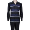 Navy Stripe RD Long Sleeve Set with Solid Pants