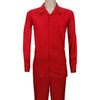 Red Montique Long Sleeve Set with Solid Pants