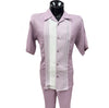 Lavender Stripe Short Sleeve Set with Solid Pants