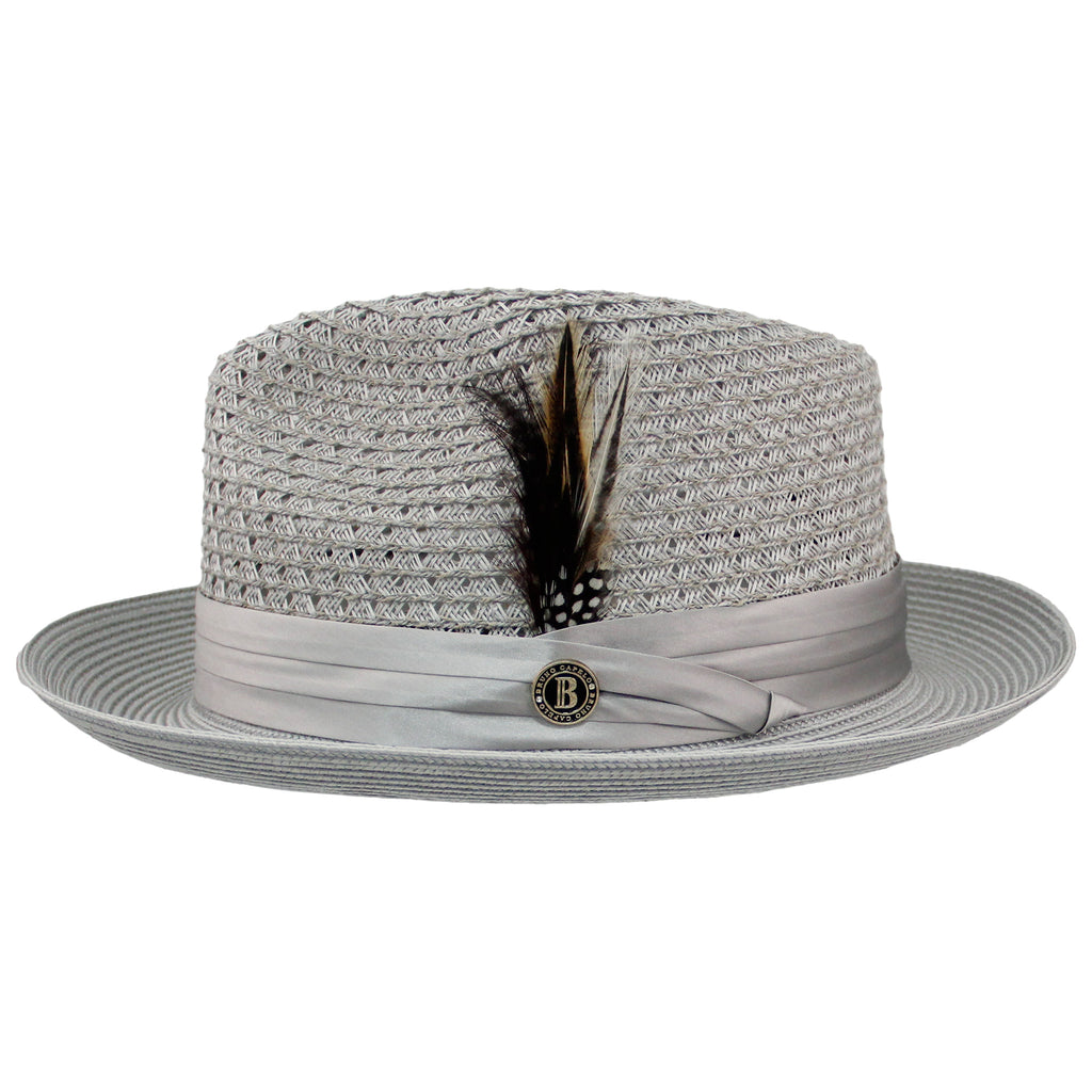 Silver Grey Straw Hat with Adjustable Sizing