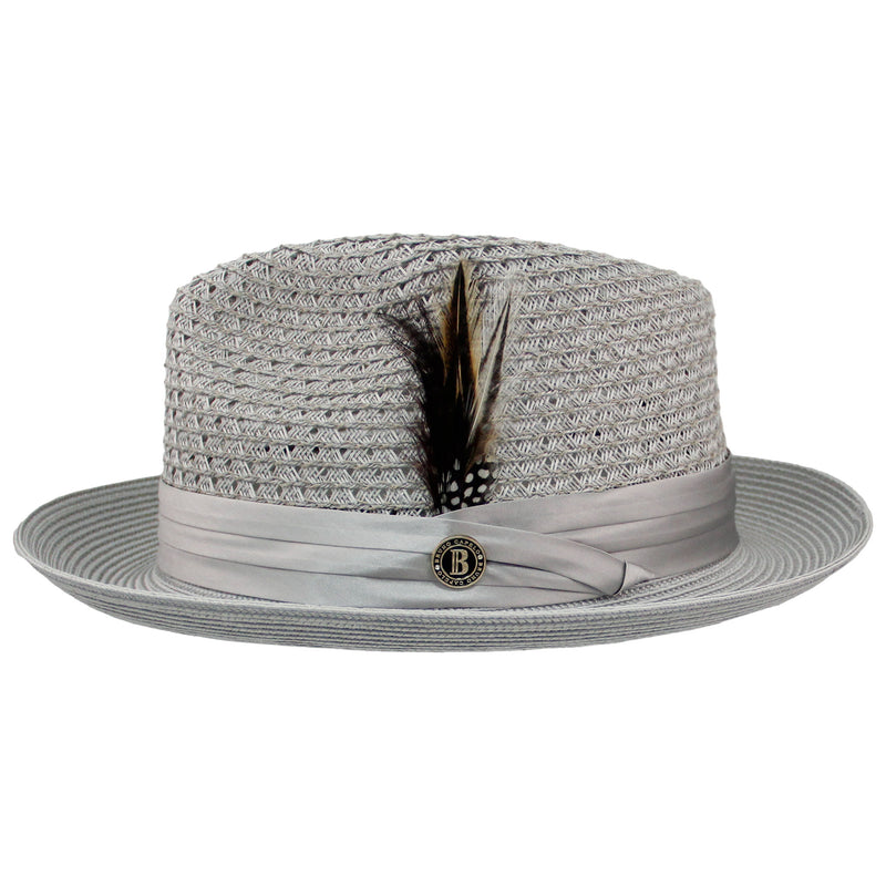 Silver Grey Straw Hat with Adjustable Sizing