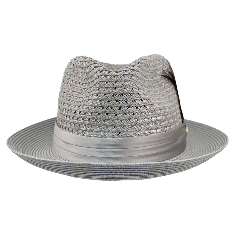 Silver Grey Straw Hat with Adjustable Sizing