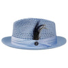 Light Blue Straw Hat with Adjustable Sizing