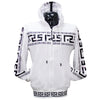 White Embroidered Zip Up Hoodie