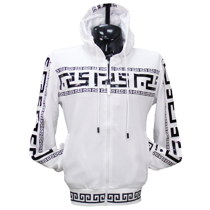White Embroidered Zip Up Hoodie