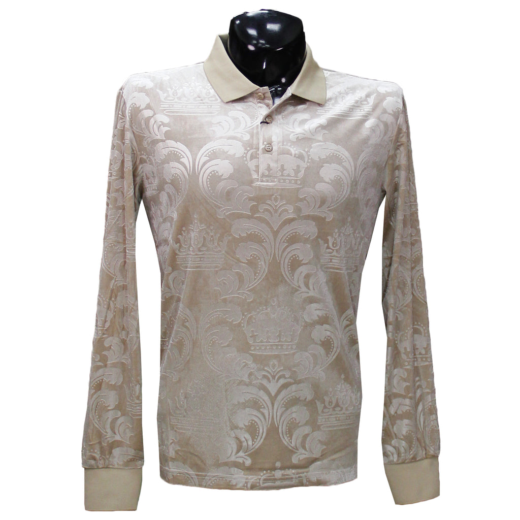 Beige Long Sleeve Polo Shirt